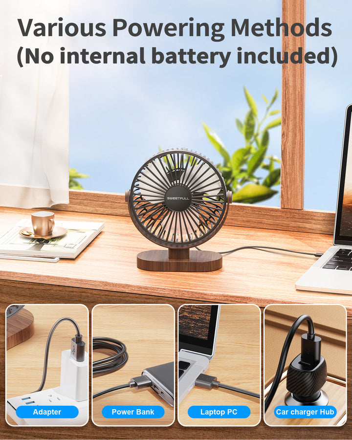 6.5 Inch USB Small Desk Fan for Home Office Car Outdoor Travel | Kalsten