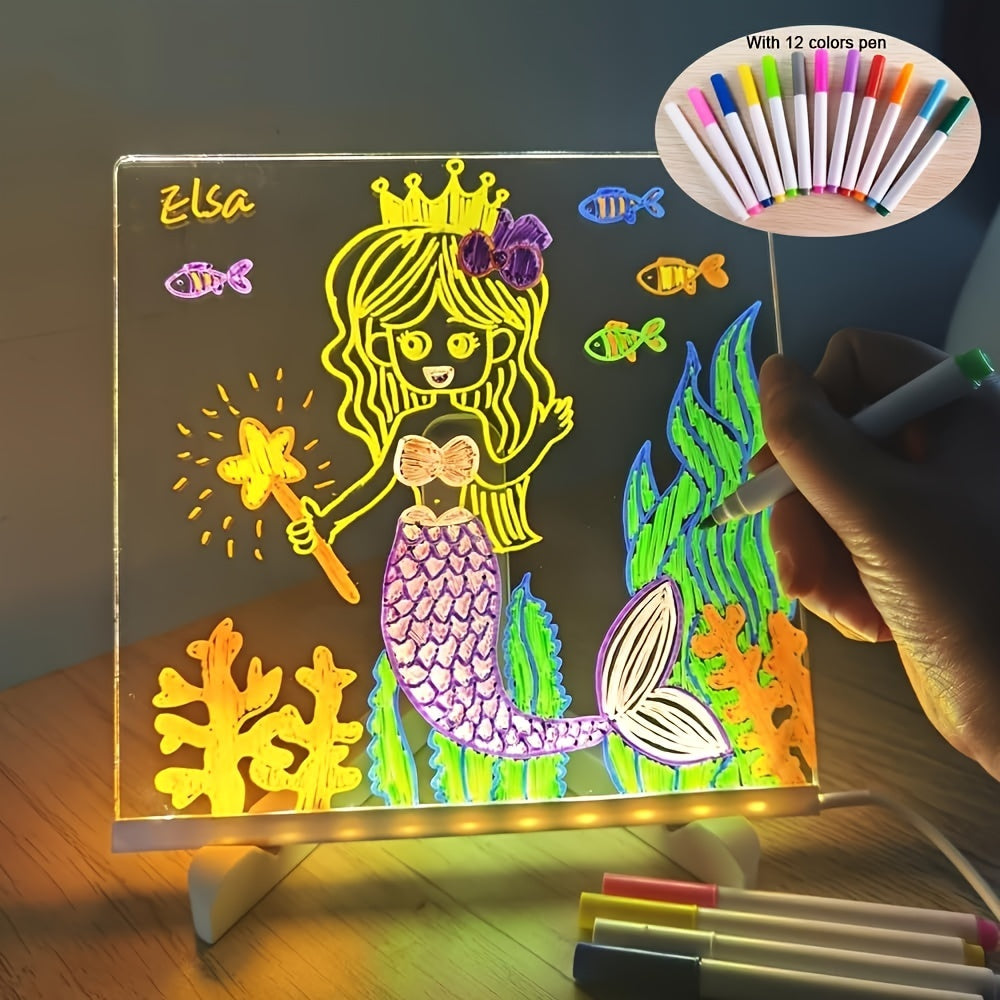 USB LED Memo Board with 12 Colored Pens – Light Messaging Board
