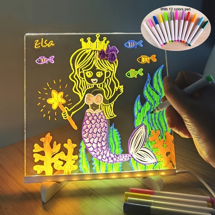 USB LED Memo Board with 12 Colored Pens – Light Messaging Board