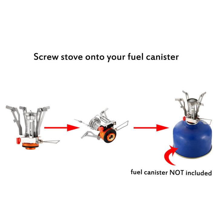 lightweight nesting camping cookware set with folding heat-resistant handles integrated compact stove and utensils Kalsten