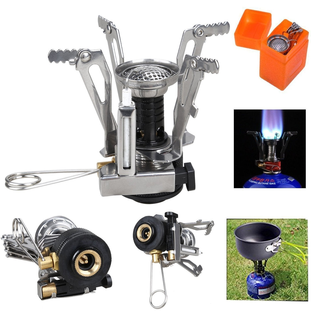 lightweight nesting camping cookware set with folding heat-resistant handles integrated compact stove and utensils Kalsten