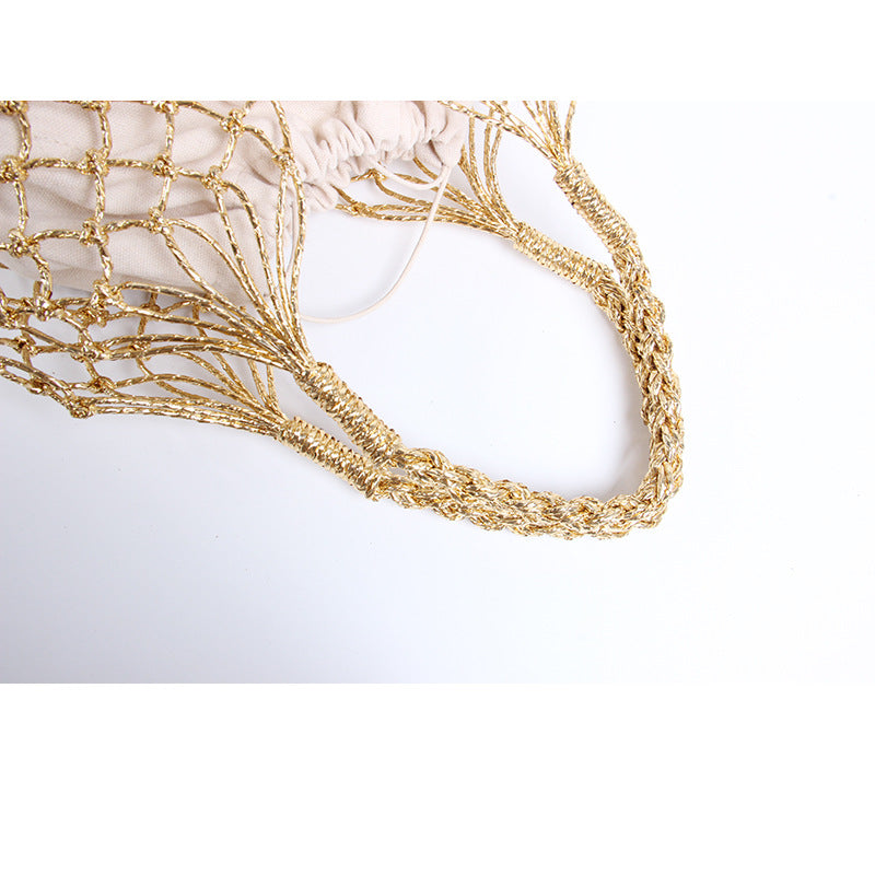 Hand-knotted mesh tote bag with luxurious lining Kalsten
