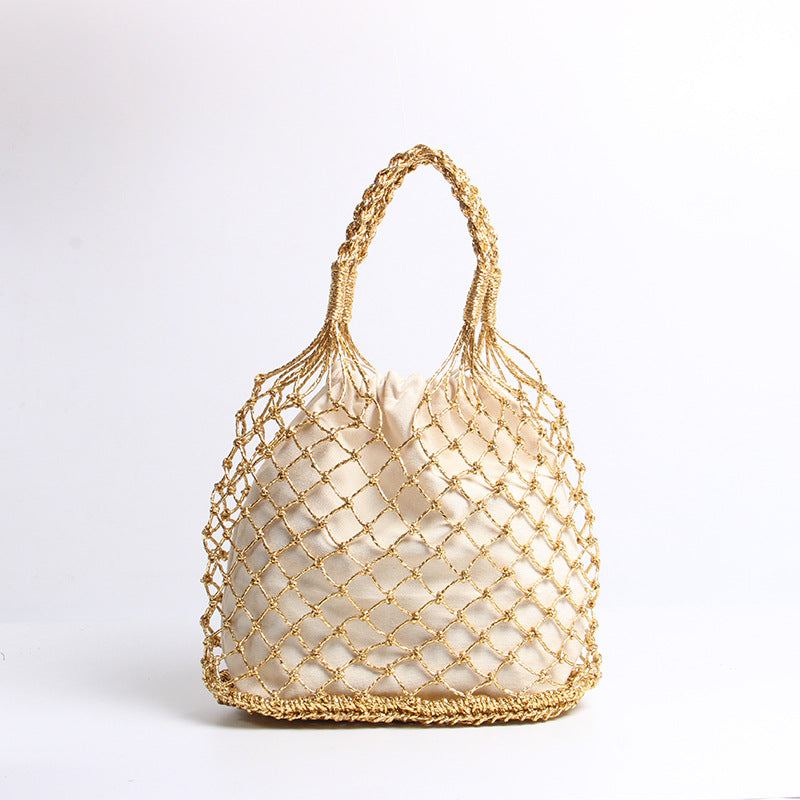 Hand-knotted mesh tote bag with luxurious lining Kalsten