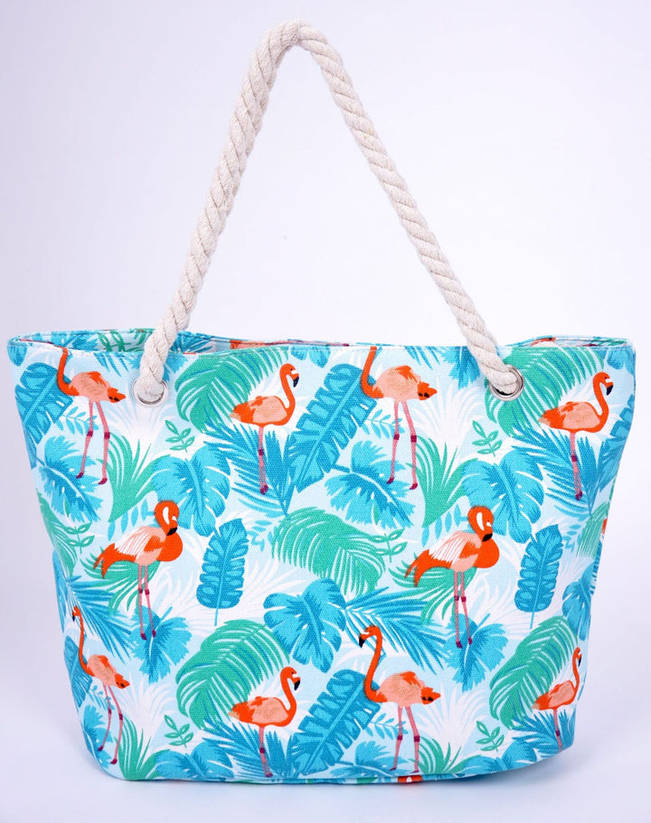 Large beach bag with vibrant flamingo motifs Kalsten