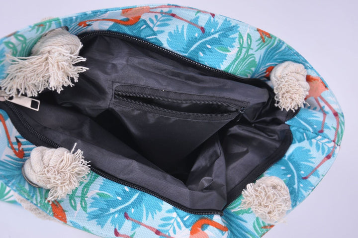 Large beach bag with vibrant flamingo motifs Kalsten