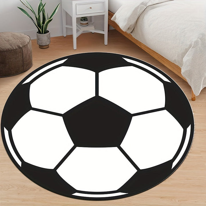 Round football rug with non-slip bottom – Sporty rug for children's room & living room | Kalsten