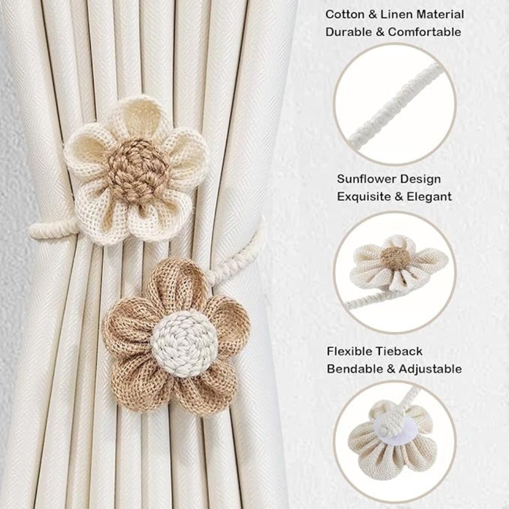Kalsten | Floral Hemp Curtain Tie Back | 2Pcs Set