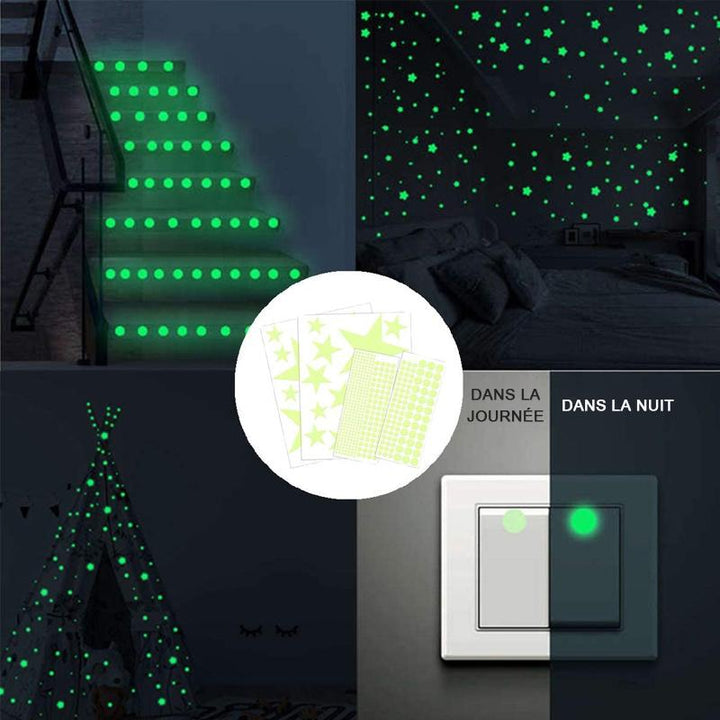 Creative Fluorescent Wall Sticker - Moon / stars / round dots | Kalsten