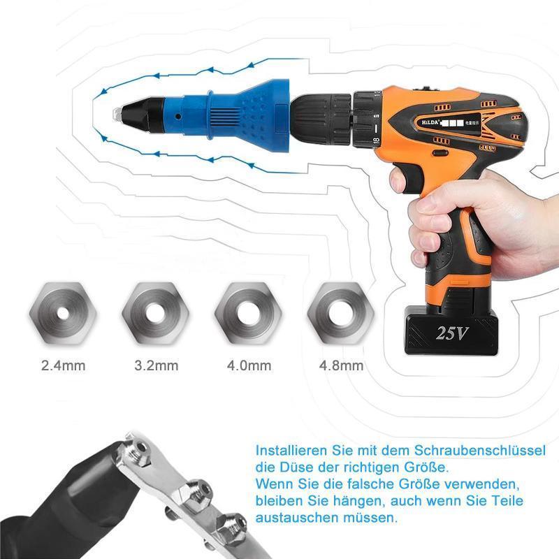 Removable rivet gun drill adapter | Kalsten