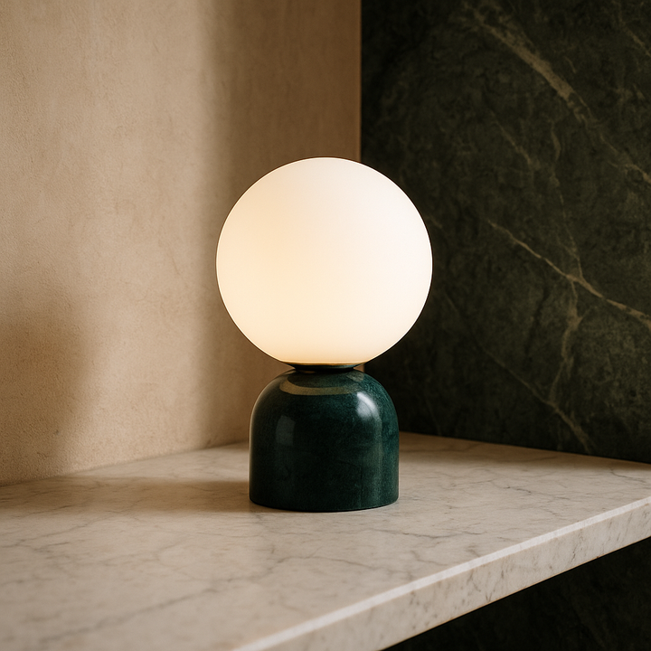 Marnor | Marble Table Lamp with Glass Shade – Scandinavian Minimalist Design | Kalsten