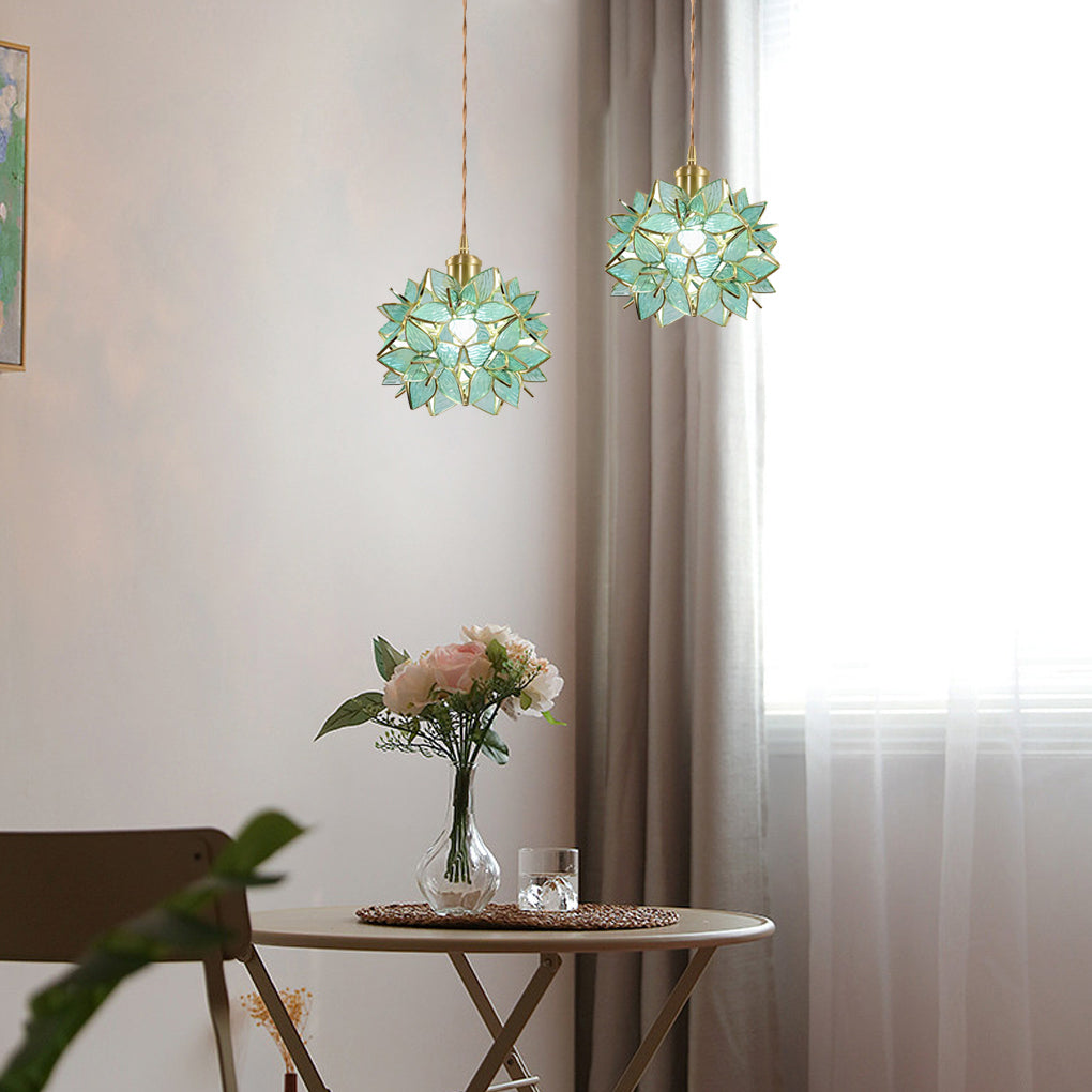 Glass Gardenia Petals Romantic Warm LED French Style Pendant Lights Fixture | Kalsten