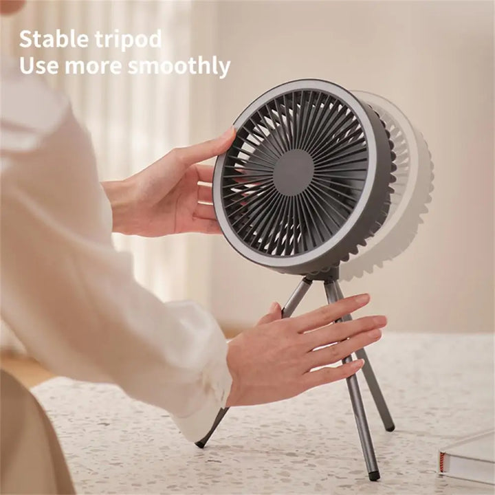 Portable Rechargeable Fan with LED and Built in Power Bank | Kalsten