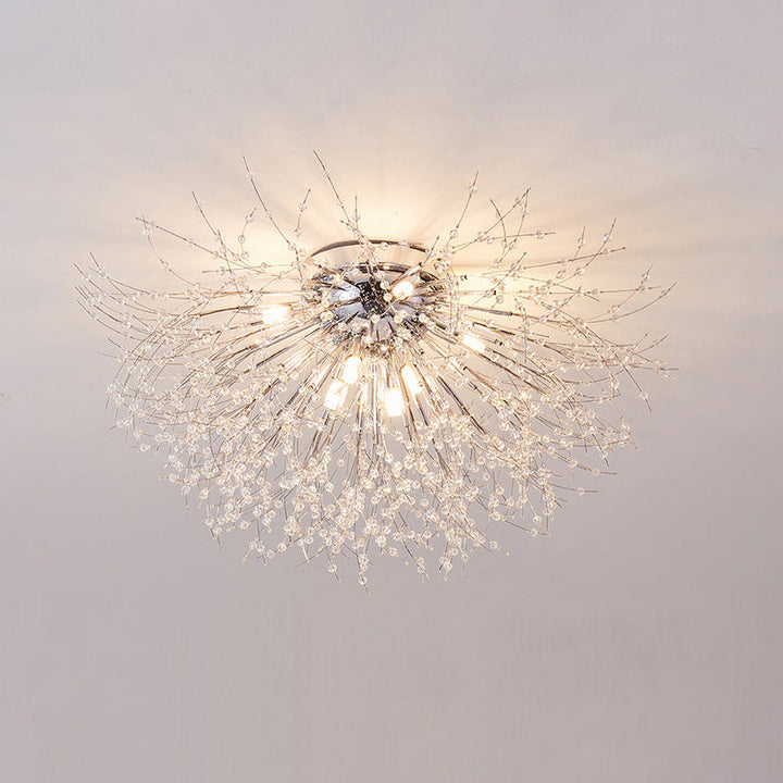 Ceiling Light Metal Crystal 15.7 in Flush Mount Bedroom Hallway Dandelion Design Decorative Lighting | Kalsten