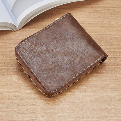 Skanto | Men's Ny Short Fashion Trend Multi-Card Horizontal Zipper Wallet