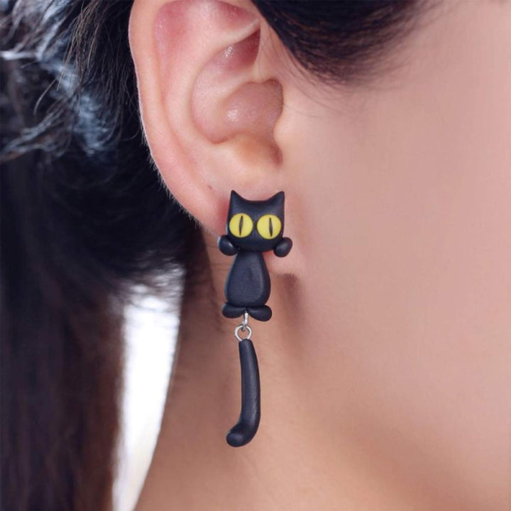 Unique Cat Earrings Yellow Eyes | Kalsten
