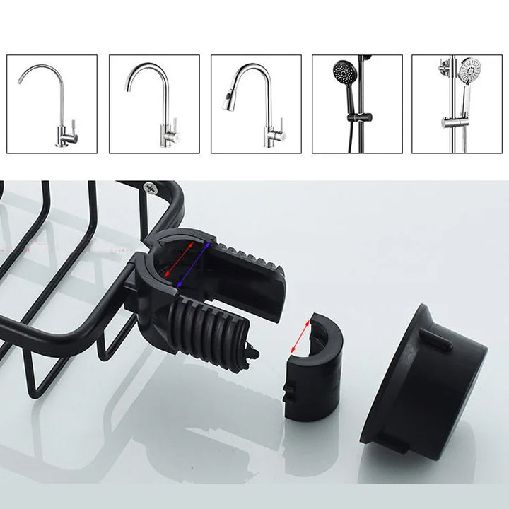 Shower holder for Shampoo & Soap – Stainless Steel – Silver or Black – No Drilling | Kalsten