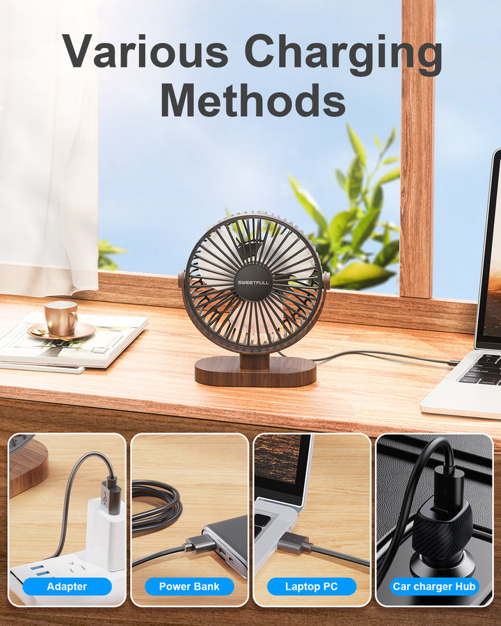 6.5 Inch USB Small Desk Fan for Home Office Car Outdoor Travel | Kalsten