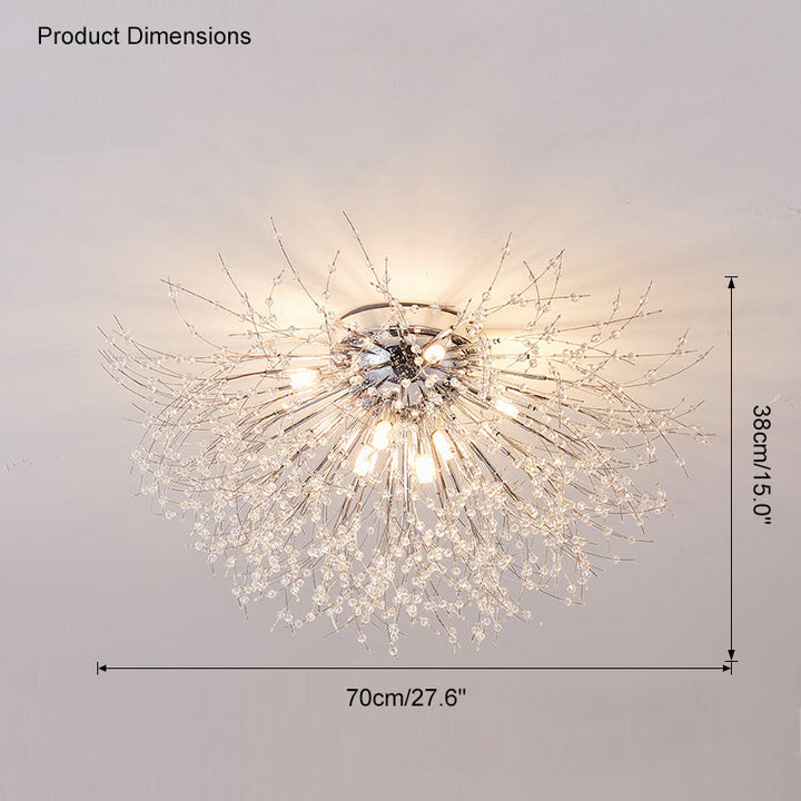 Ceiling Light Metal Crystal 15.7 in Flush Mount Bedroom Hallway Dandelion Design Decorative Lighting | Kalsten