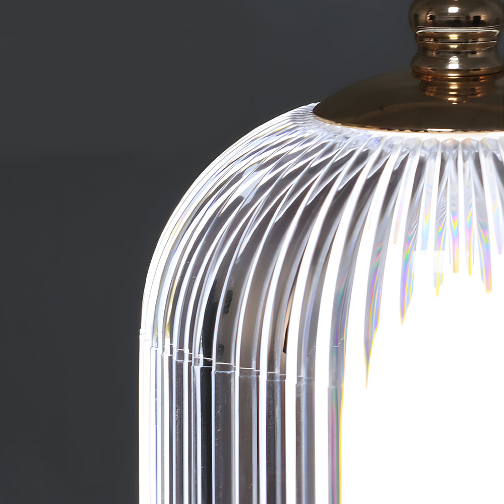 Ribbed Glass Table Lamp Lantern Ambient LED Beside Nights | Kalsten
