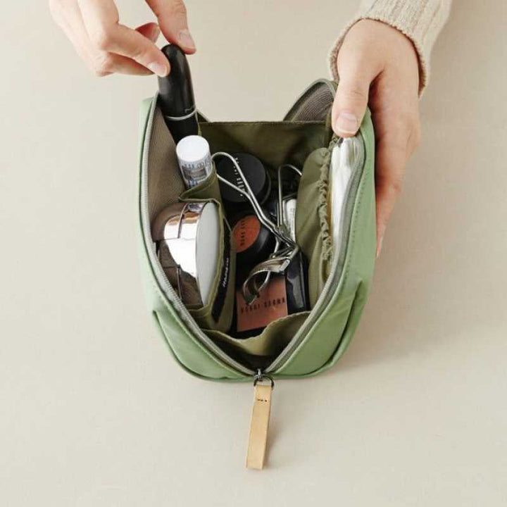 Solid color cosmetic bag with double zipper | Kalsten