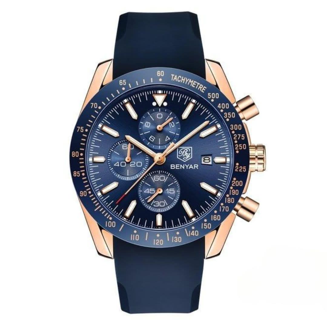 Skanto | Men's Water-Resistant Quartz Watch with Leather Strap