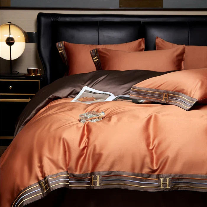 Satin Cotton Embroidered Bedding Set - Luxora | Kalsten