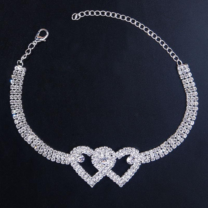 Rhinestone Heart Anklet