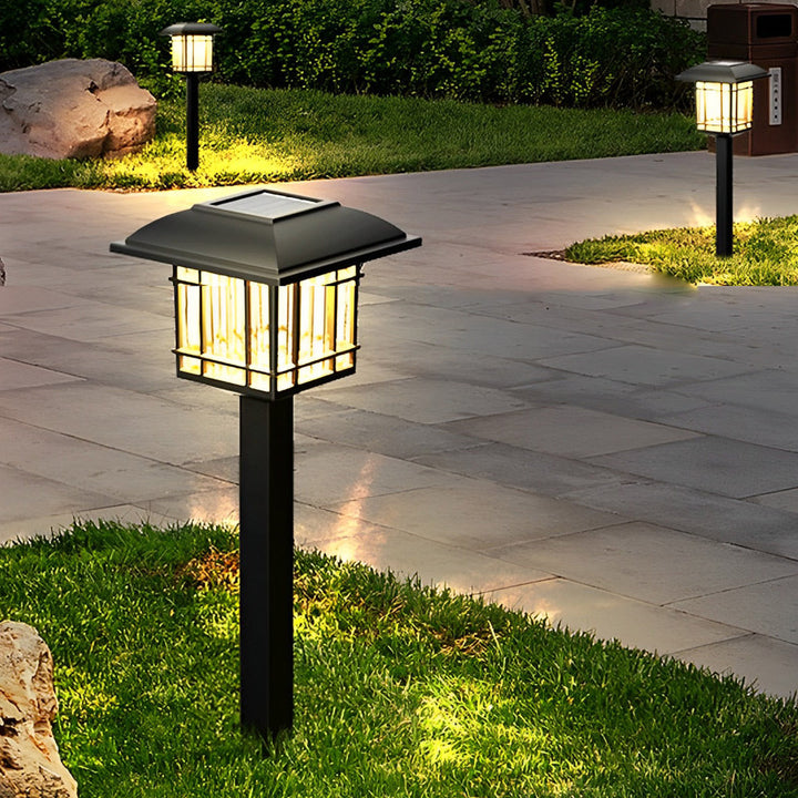 2PCS Vintage Square Waterproof LED Black Modern Solar Lawn Lights | Kalsten