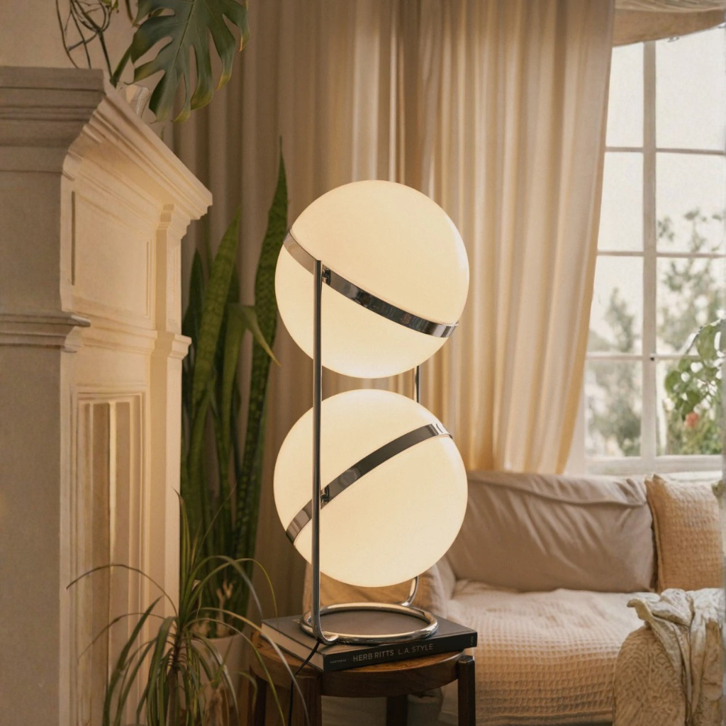 Orbis Luna Chrome-Frame Floor Lamp