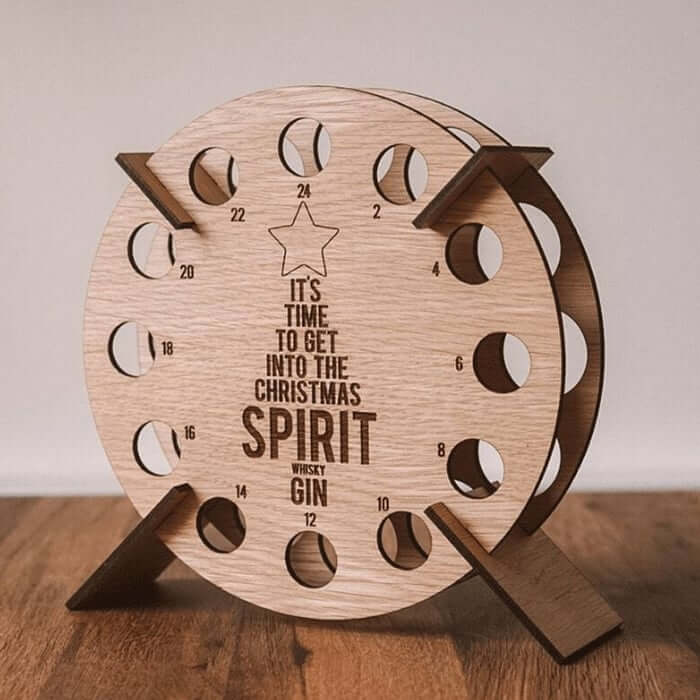 Christmas Advent Calendar Tree – Wooden Beer & Wine Holder, Reusable Birch Wood