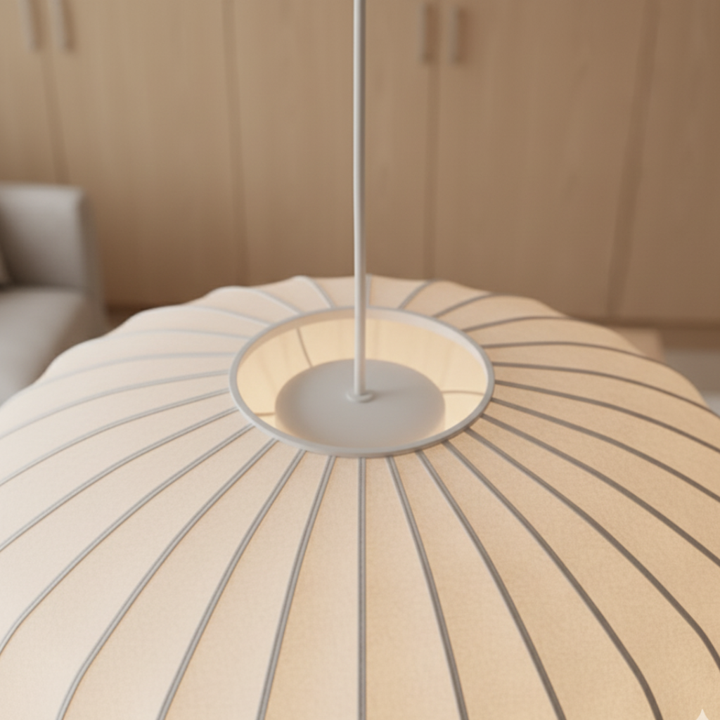 Japandi Silk-Shade Dining Chandelier