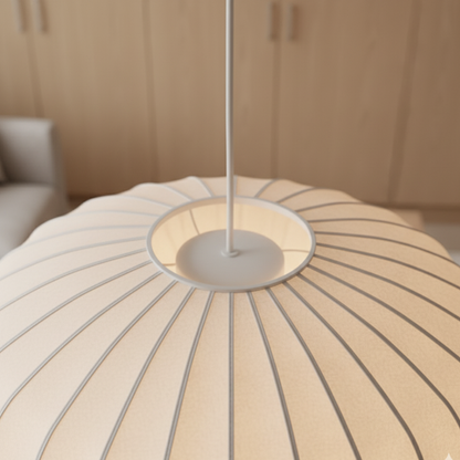 Japandi Silk-Shade Dining Chandelier
