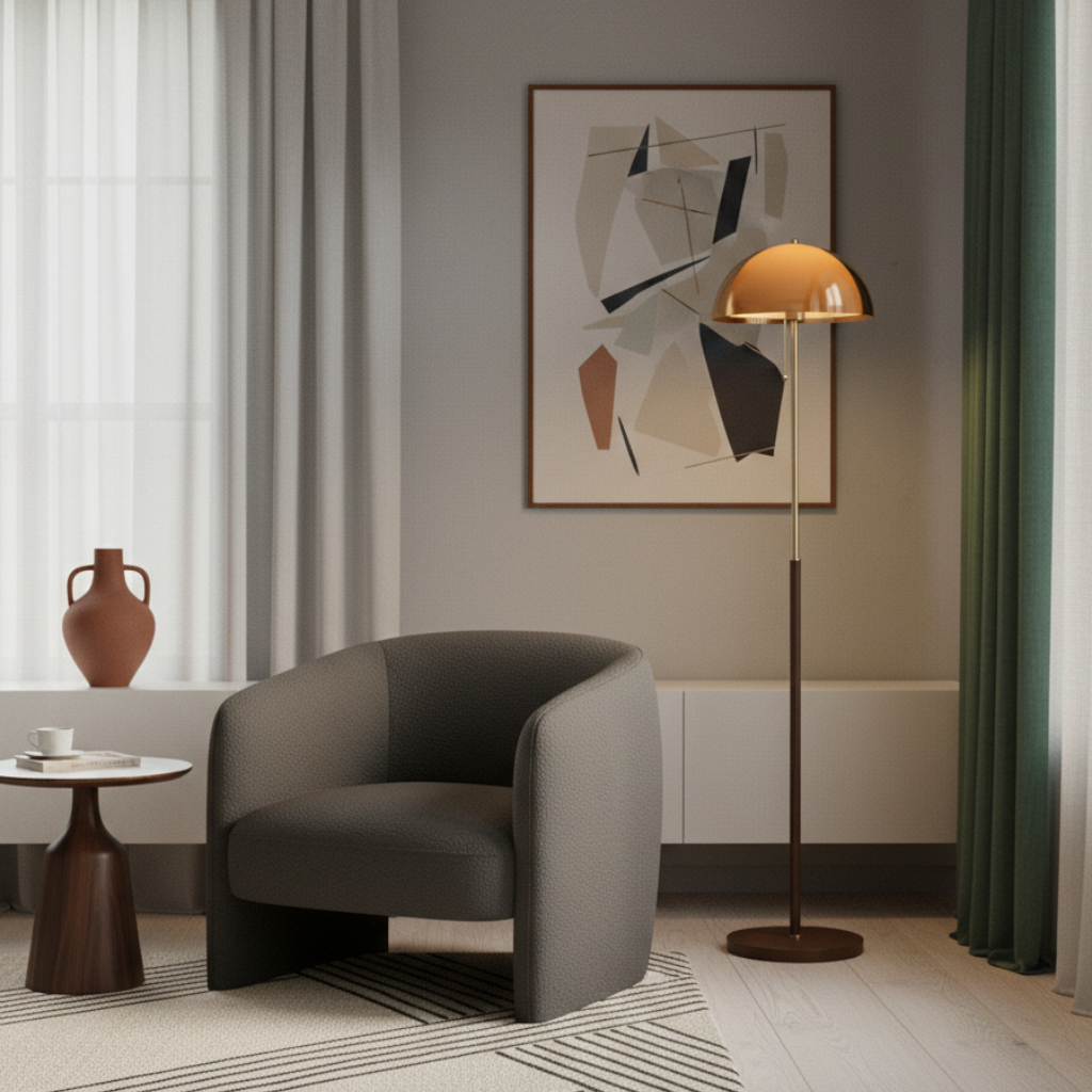 Rustina Retro Amber Acrylic Dome Floor Lamp