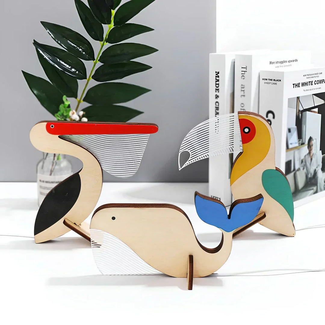 Animal Figure Table Lamp Made of Wood | Kalsten