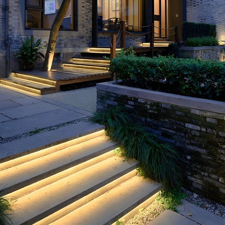 24V Waterproof Recessed Silicone Side-Emitting & Flat LED Strip Lights for Step and Deck Lighting | Kalsten