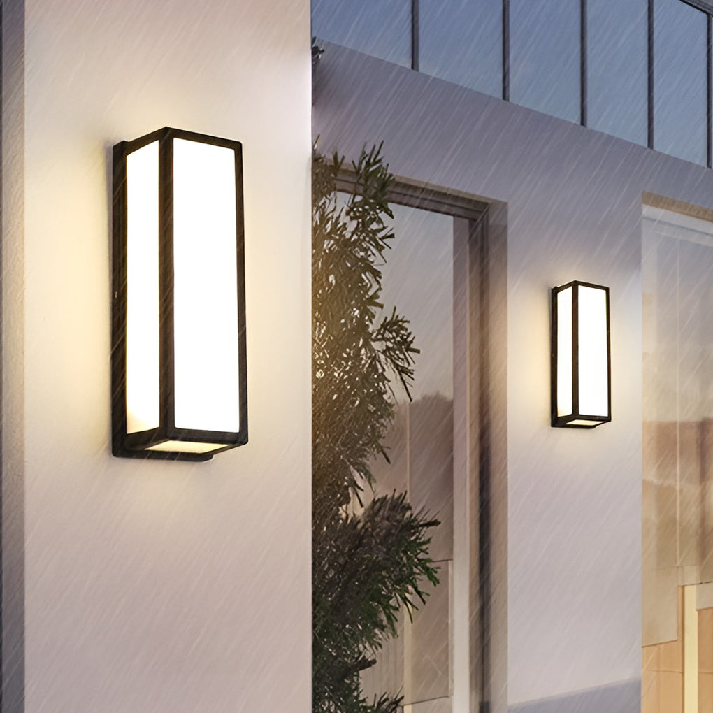 Rectangle LED Waterproof Motion Sensor Black Modern Wall Sconce Lighting | Kalsten