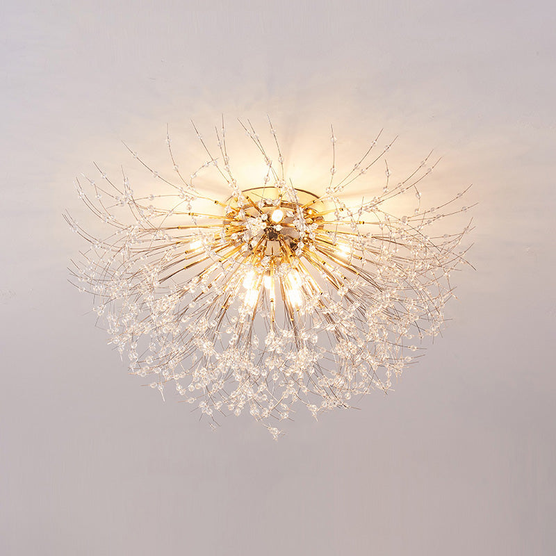 Ceiling Light Metal Crystal 15.7 in Flush Mount Bedroom Hallway Dandelion Design Decorative Lighting | Kalsten
