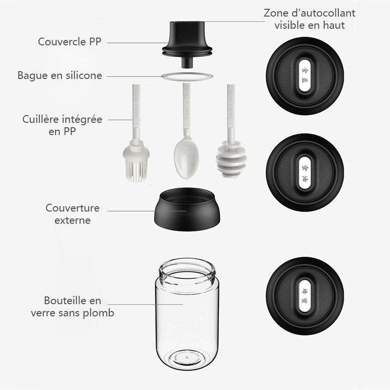 Glass Condiment Jar with Spoon | Kalsten