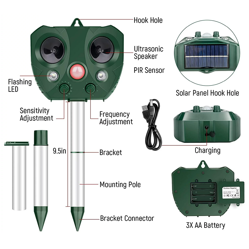 Kalsten | Ultrasonic Bird Repeller, Solar Powered