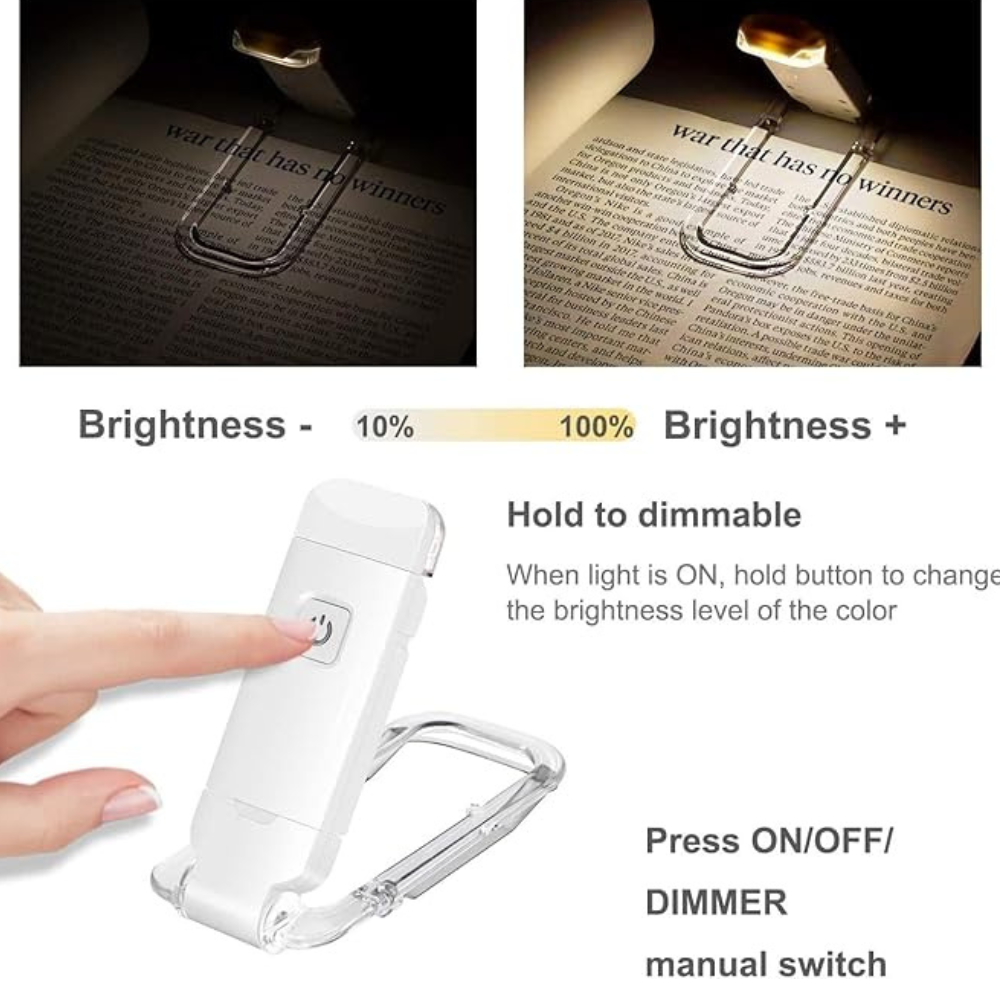 BowLift | Book Reading Lights - Adjustable LED Clip-on Rechargeable Book Light, USB Powered for Reading in Bed, Best for Bookworms and Kids