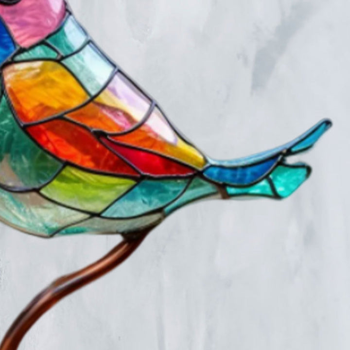 Kalsten |Bird on Branch Metal Painted Desktop Ornament