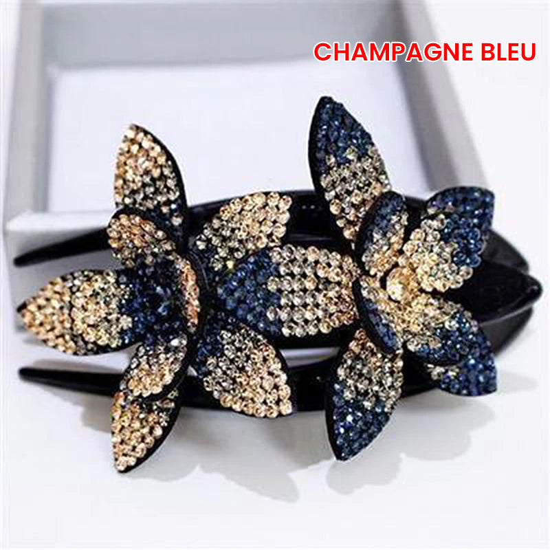 Double Flower Rhinestone Hair Pin | Kalsten