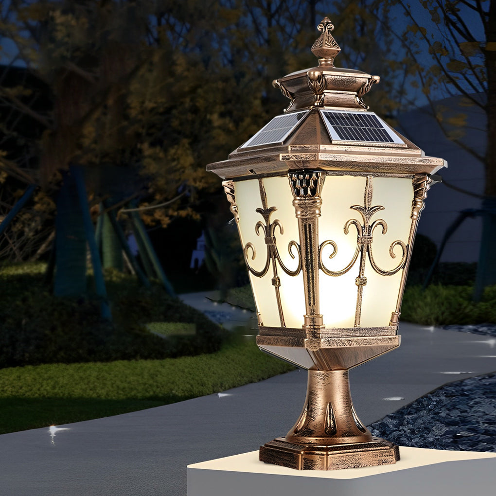 Retro Pattern Waterproof LED European Style Solar Fence Post Lights | Kalsten