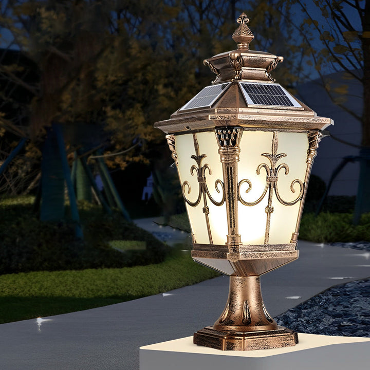 Retro Pattern Waterproof LED European Style Solar Fence Post Lights | Kalsten