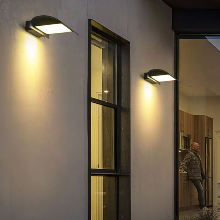 Curved Outdoor Waterproof LED Black Modern Minimalist Wall Lamp Exterior Lighting | Kalsten