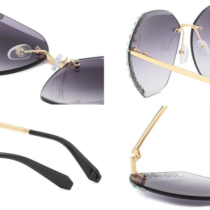 Rimless Sunglasses with Crystal | Kalsten