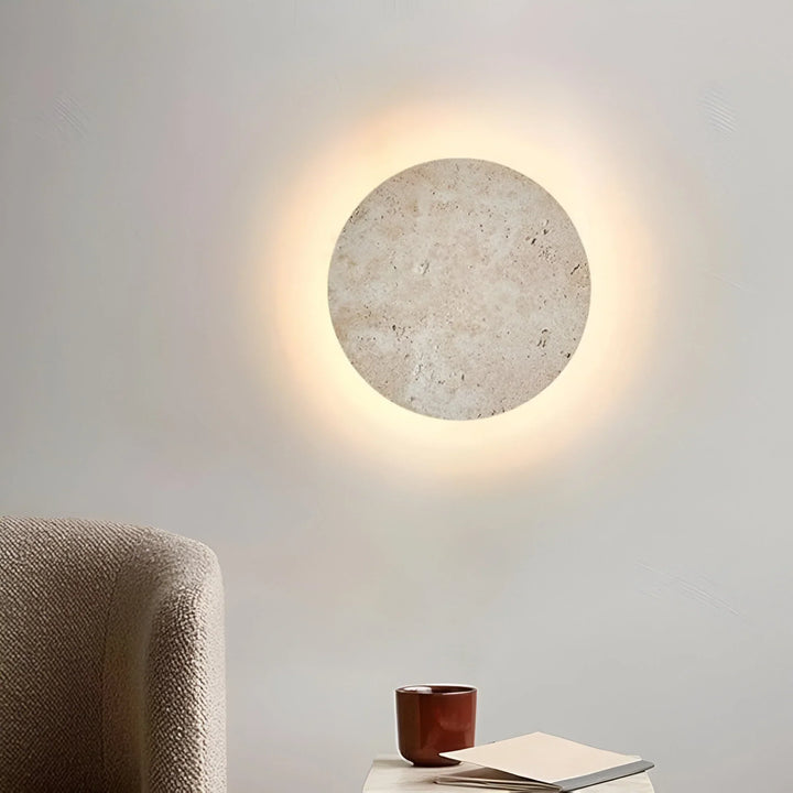 Stone-Effect Round Wall Light