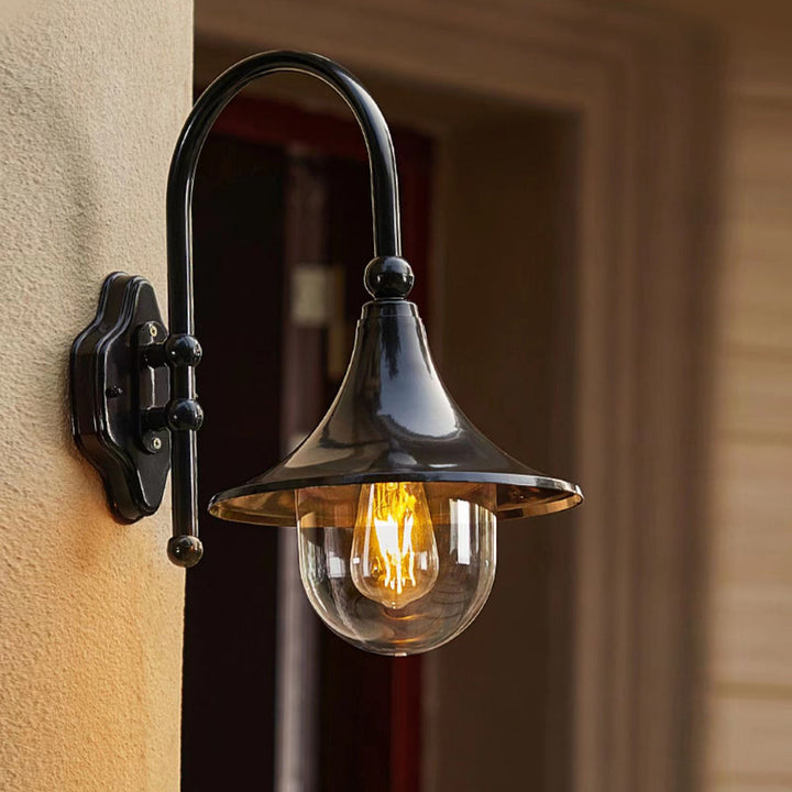 Creative Trumpet Shaped Waterproof LED Black Vintage Outdoor Wall Lamp | Kalsten