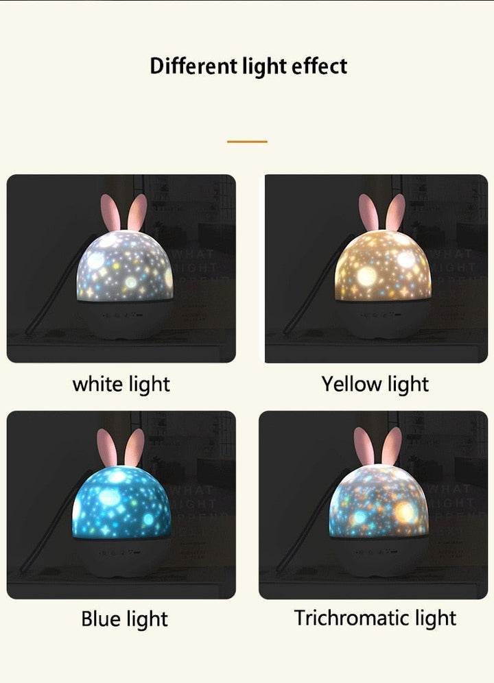 LED Universe Stars Bunny Projector Night Light | Kalsten