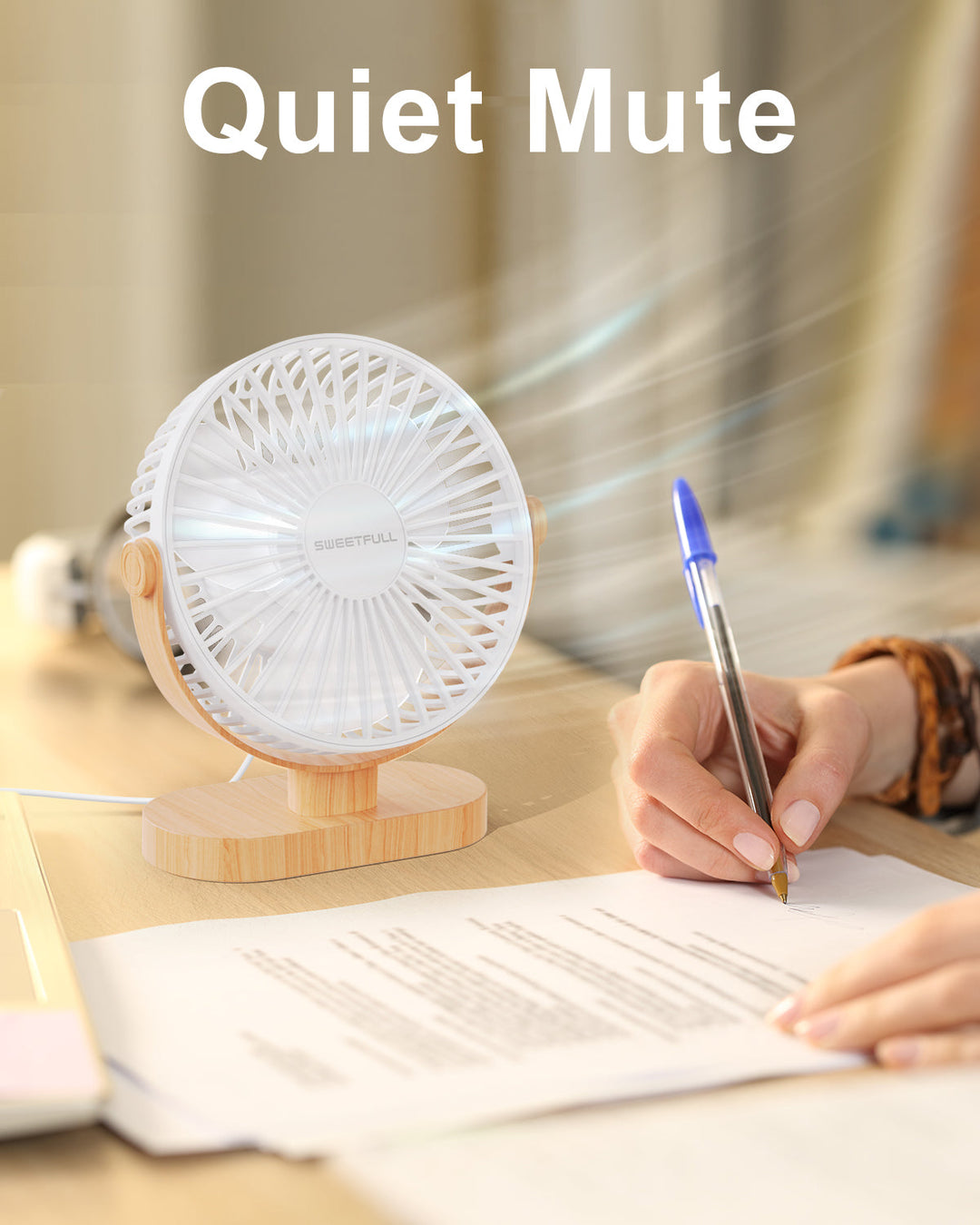 6.5 Inch USB Small Desk Fan for Home Office Car Outdoor Travel | Kalsten